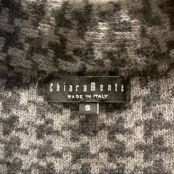 AV: ChiaraMente Women’s Wool Open Cardigan Sweater Houndstooth Gray Sz S Italy - Picture 3 of 8